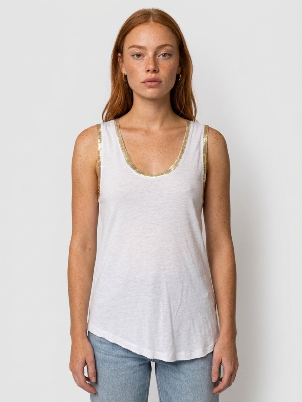 Zadig & Voltaire Scoop-Neck Golden-Foil wrapped Tank - Picture 3 of 11